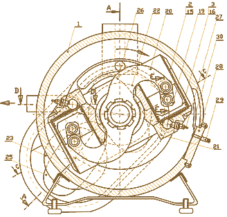 Schematische Schnittansicht senkrecht zur Drehachse